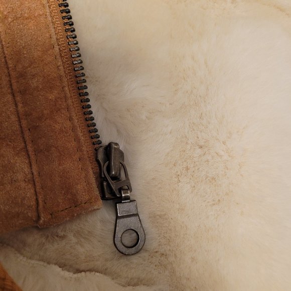 Bubble Bomber Jacket Genuine Suede Tan Size XS - Picture 15 of 16